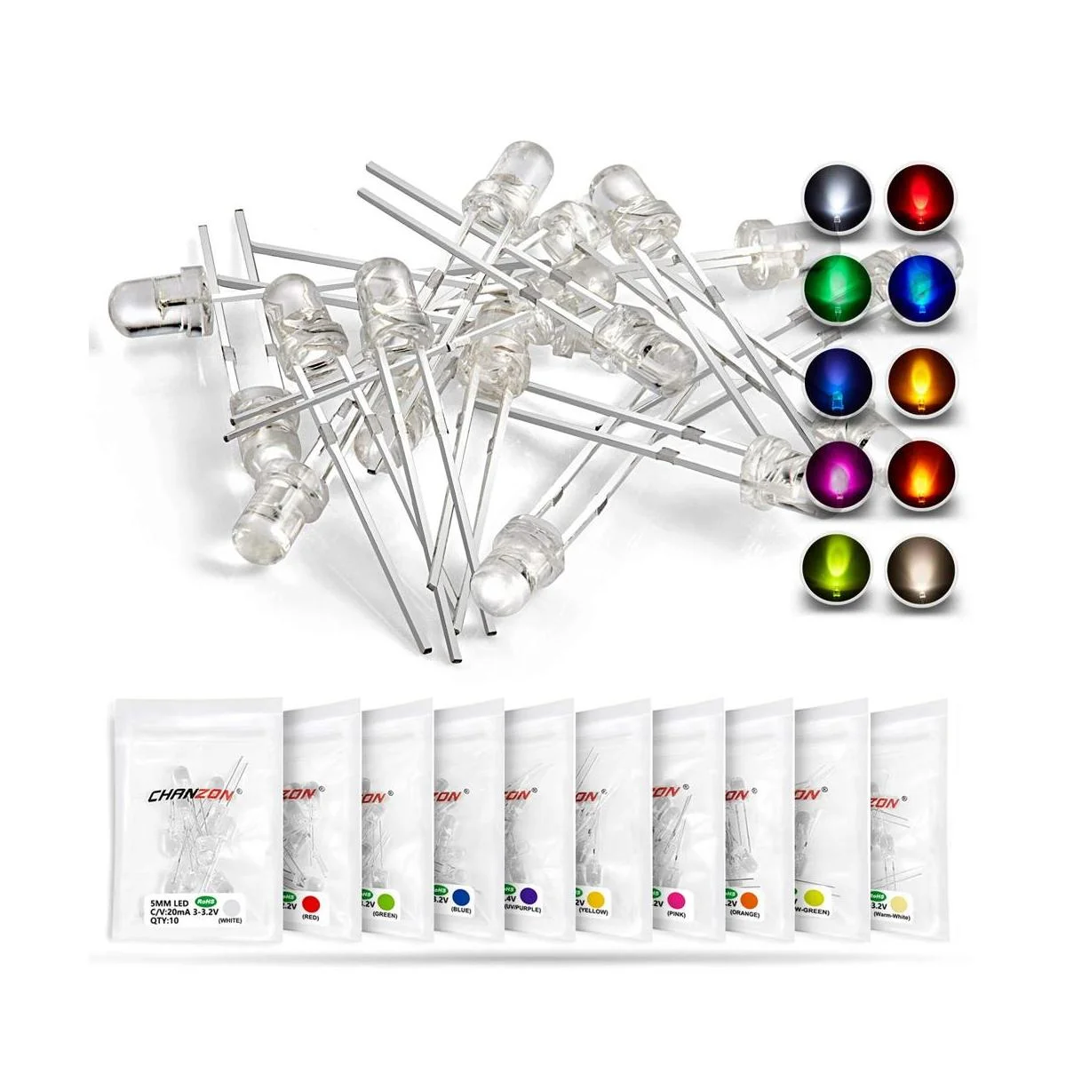 3mmleddiode 3mmled Diodo transparente redondo de LED de_1