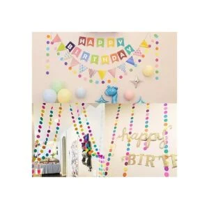 RUBFAC 5 guirnaldas de papel coloridas con puntos