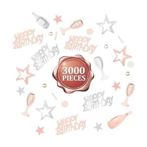 WILLBOND 3000 piezas de confeti de feliz cumpleaños de oro