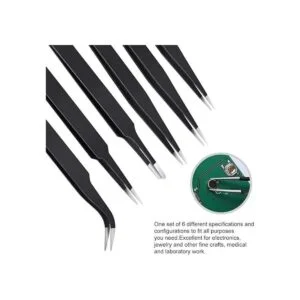 Kaverme Juego de 6 pinzas de precisión acero inoxidable_5