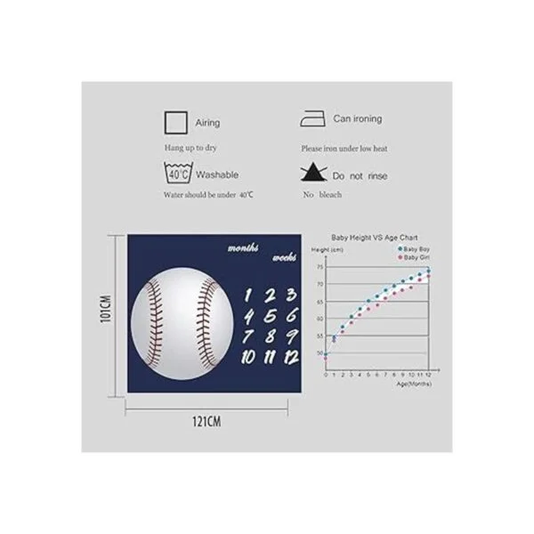 FFUN SOUL White Baseball Baby Milestone Blanket Large_3