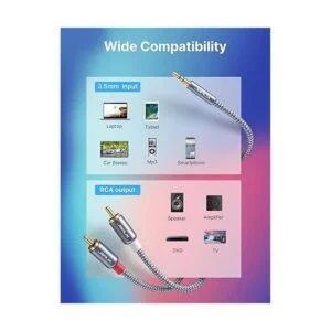 JSAUX Cable RCA a 0.138 in 6.6 pies 2 M Adaptador de_5