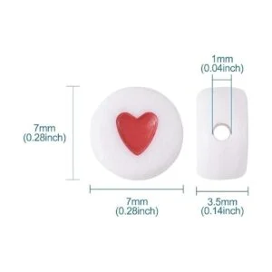 Pandahall 200 cuentas de corazón de acrílico blanco y_3