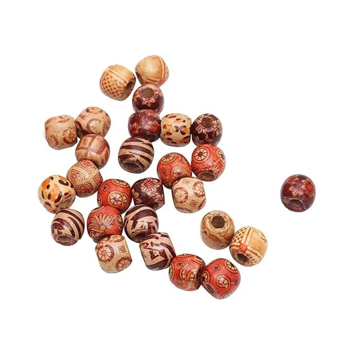 Onwon 100 cuentas de madera con patrón pintado de 0.472_5