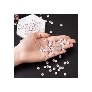 Pandahall 200 cuentas de corazón de acrílico blanco y_6