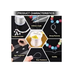 OBSEDE Cordón elástico de 0.020 in para hacer joyas_4