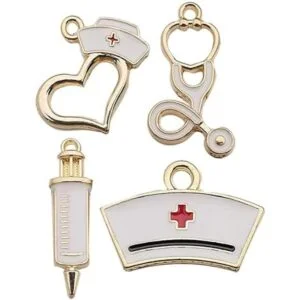 32 dijes chapados en oro para enfermera estetoscopio_3