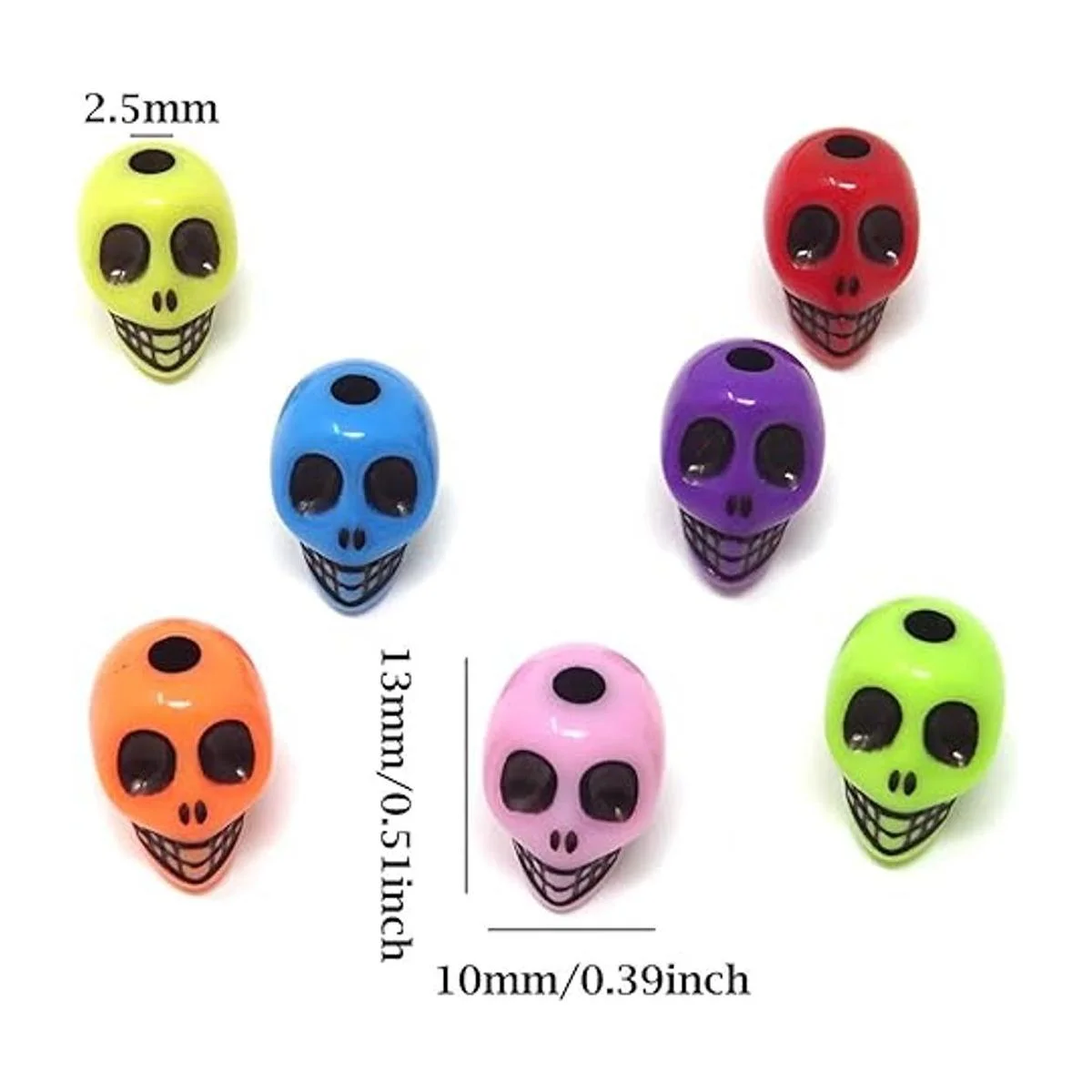 Honbay 200 cuentas de cráneo de acrílico de color mezclado