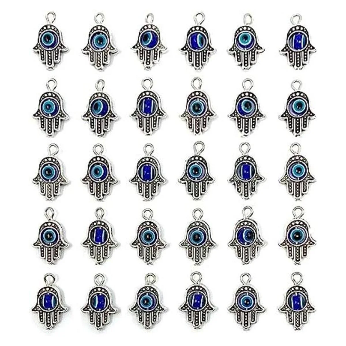 JIALEEY 30 cuentas de plata antigua Hamsa con diseño de_1