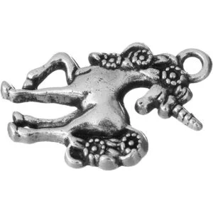 50 colgantes de unicornio chapados en plata envejecida_4