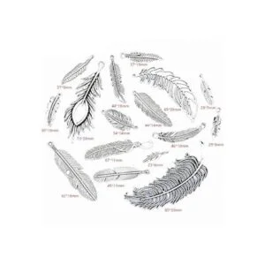 Weyoo 16 colgantes de plumas de plata antigua para_2