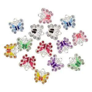 Honbay 14 piezas esmalte mariposa colgante con cristal_4