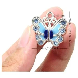 Honbay 14 piezas esmalte mariposa colgante con cristal_2