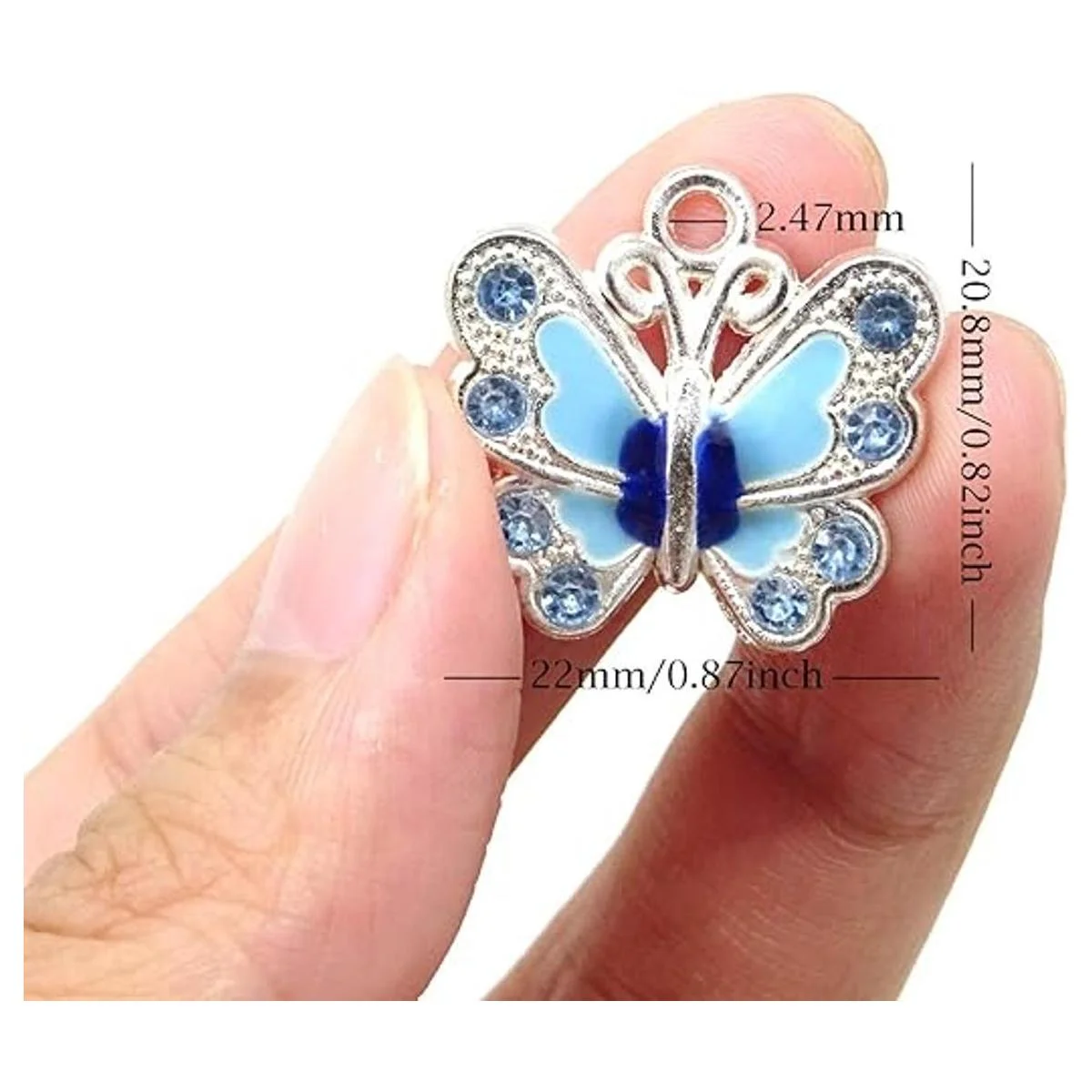 Honbay 14 piezas esmalte mariposa colgante con cristal_2