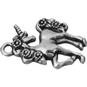 50 colgantes de unicornio chapados en plata envejecida_3