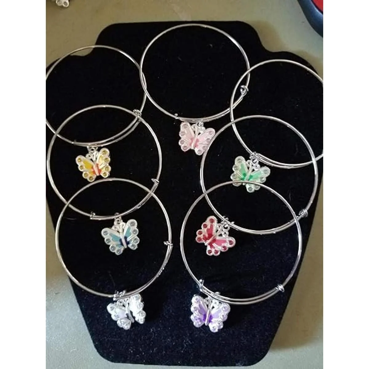 Honbay 14 piezas esmalte mariposa colgante con cristal_5