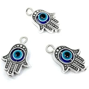 JIALEEY 30 cuentas de plata antigua Hamsa con diseño de_3