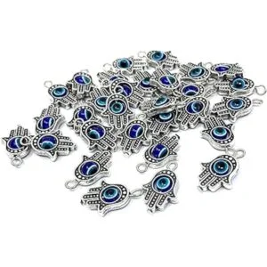 JIALEEY 30 cuentas de plata antigua Hamsa con diseño de_4