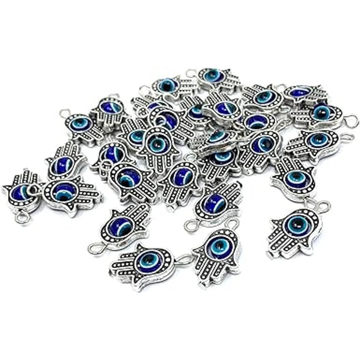 JIALEEY 30 cuentas de plata antigua Hamsa con diseño de_4