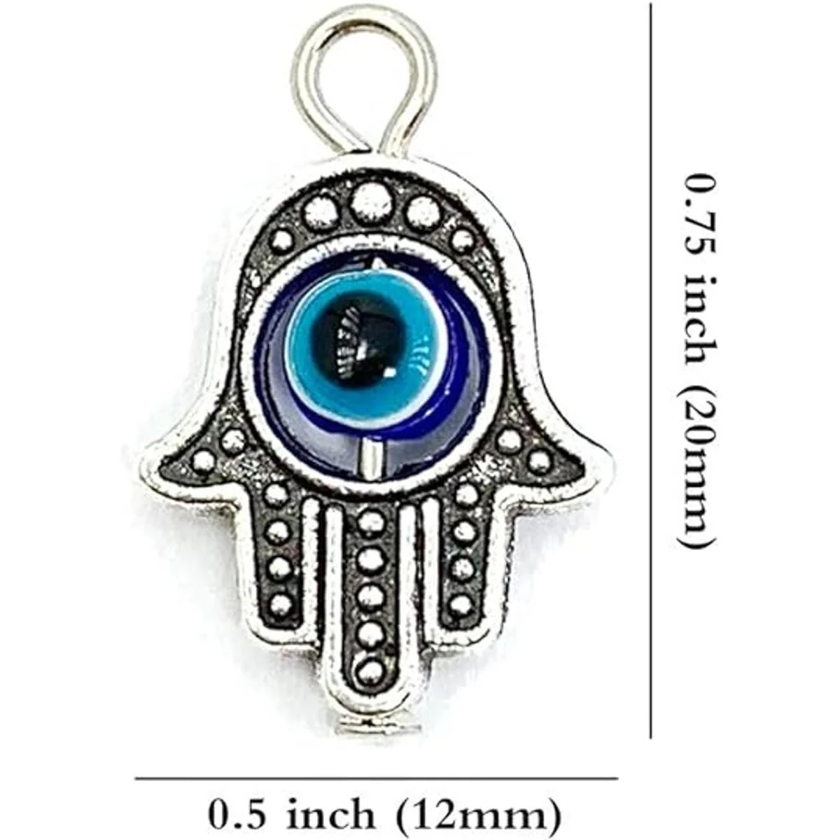JIALEEY 30 cuentas de plata antigua Hamsa con diseño de_2