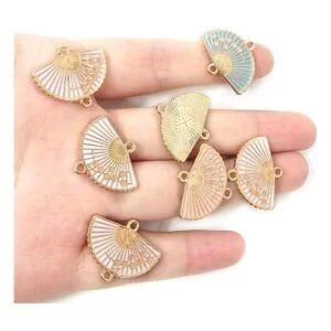 Honbay Abalorio plegable de doble agujero esmaltado para_4