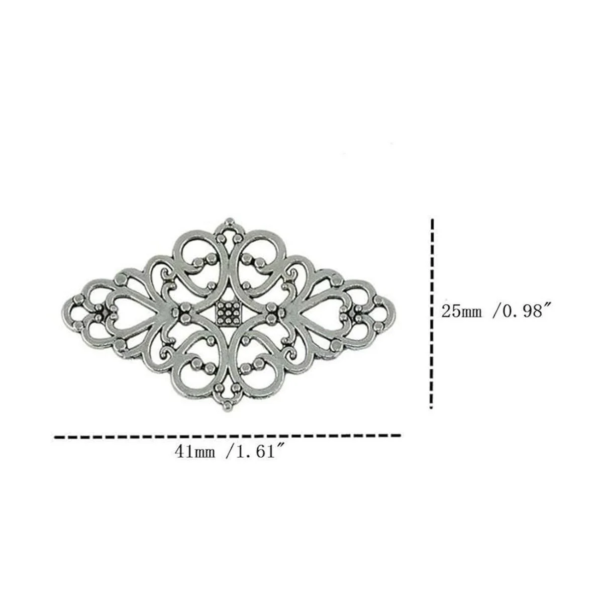 AKOAK 40 unidspaquete de plata antigua filigrana hueco_2