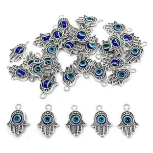 JIALEEY 30 cuentas de plata antigua Hamsa con diseño de_5