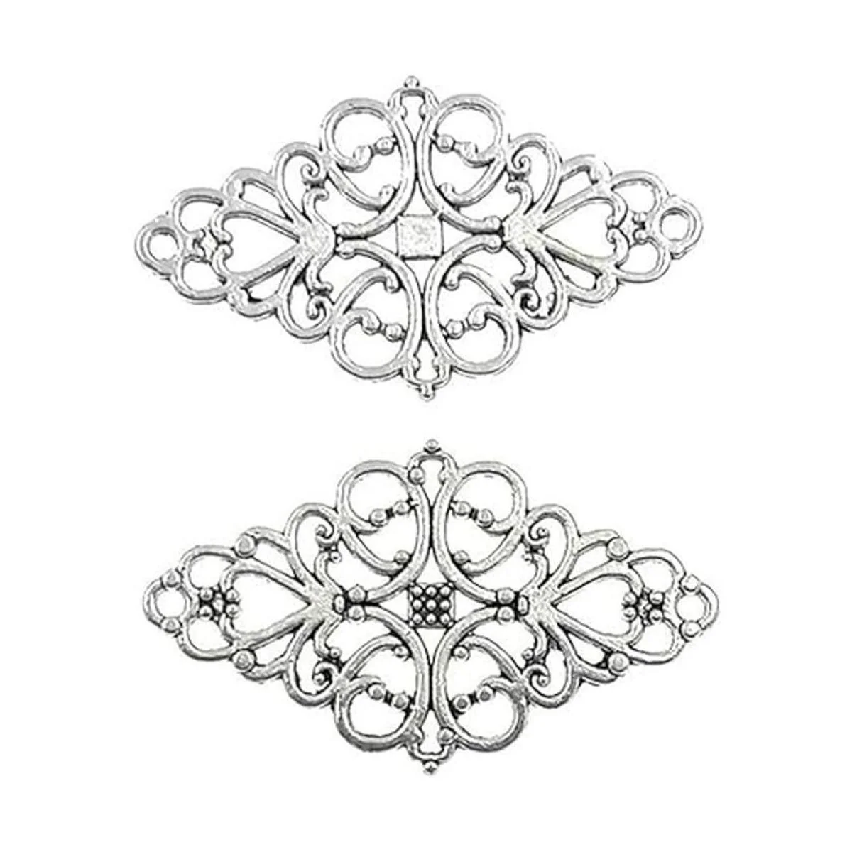 AKOAK 40 unidspaquete de plata antigua filigrana hueco_3