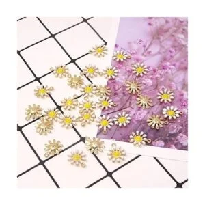 Honbay 30 colgantes de margaritas esmaltadas para hacer_5