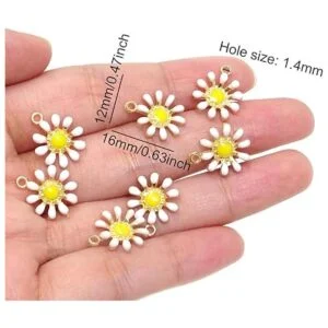 Honbay 30 colgantes de margaritas esmaltadas para hacer_4