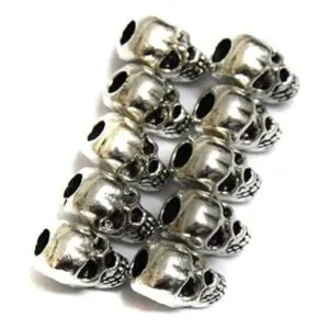 MosBug 30 cuentas espaciadoras de calavera de plata_1
