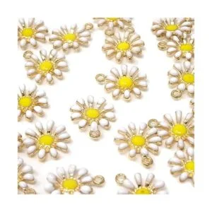 Honbay 30 colgantes de margaritas esmaltadas para hacer_3