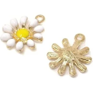 Honbay 30 colgantes de margaritas esmaltadas para hacer_2