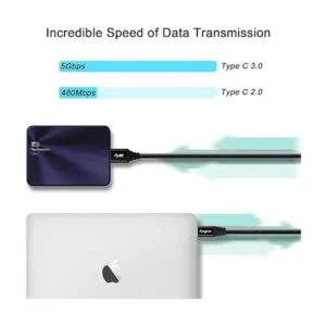 Cable USB C a Micro 3.0 de 1 pie conector de metal_3