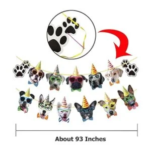 Cartel de cumpleaños para perro 13 banderines de fiesta_3