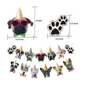 Cartel de cumpleaños para perro 13 banderines de fiesta_2