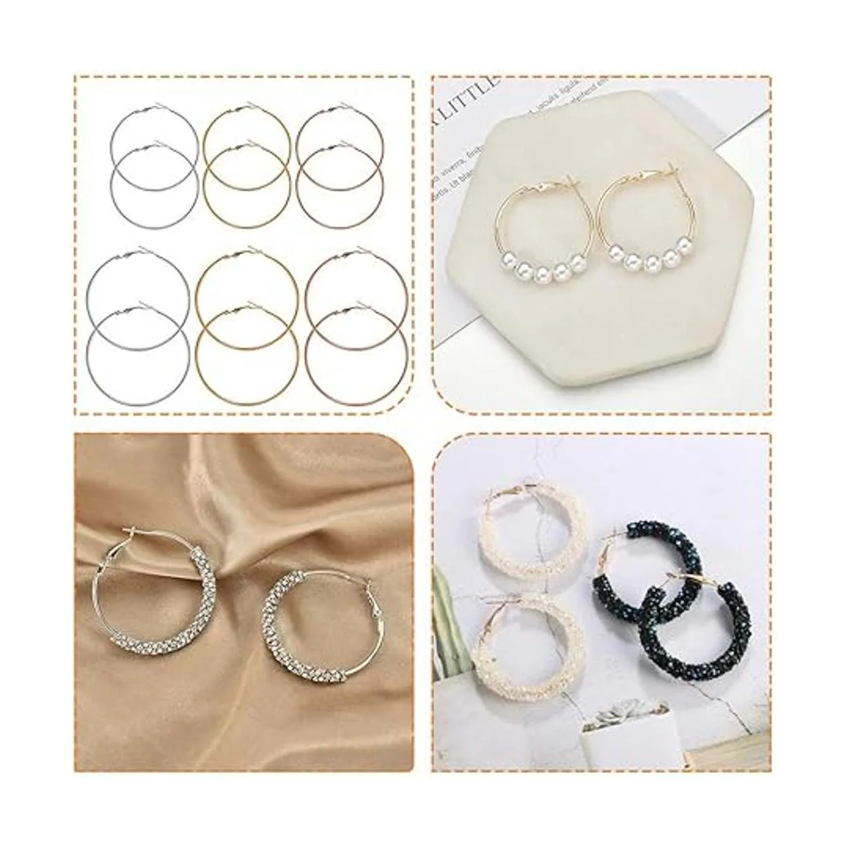 60 aretes de aro de cuentas redondas para encontrar aro de