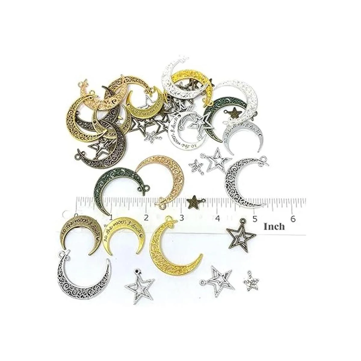 JIALEEY 44PCS Large Hollowed Moon Star Charms Mixed_5