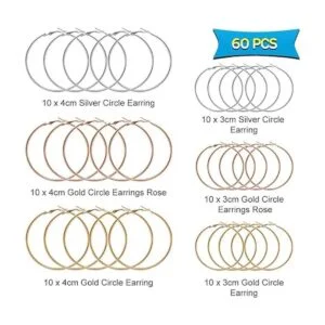 60 aretes de aro de cuentas redondas para encontrar aro de