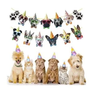 Cartel de cumpleaños para perro 13 banderines de fiesta_5