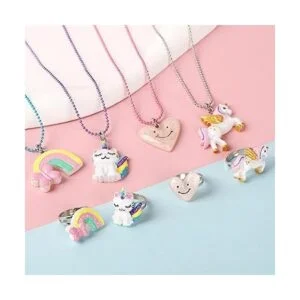 Todder Juego de joyas para niñas collar de unicornio_2