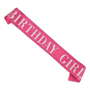 Birthday Girl Sash for WomenPink Satin Silver Glitter_2