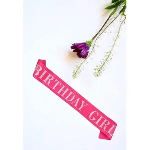 Birthday Girl Sash for WomenPink Satin Silver Glitter_6