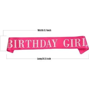 Birthday Girl Sash for WomenPink Satin Silver Glitter_3