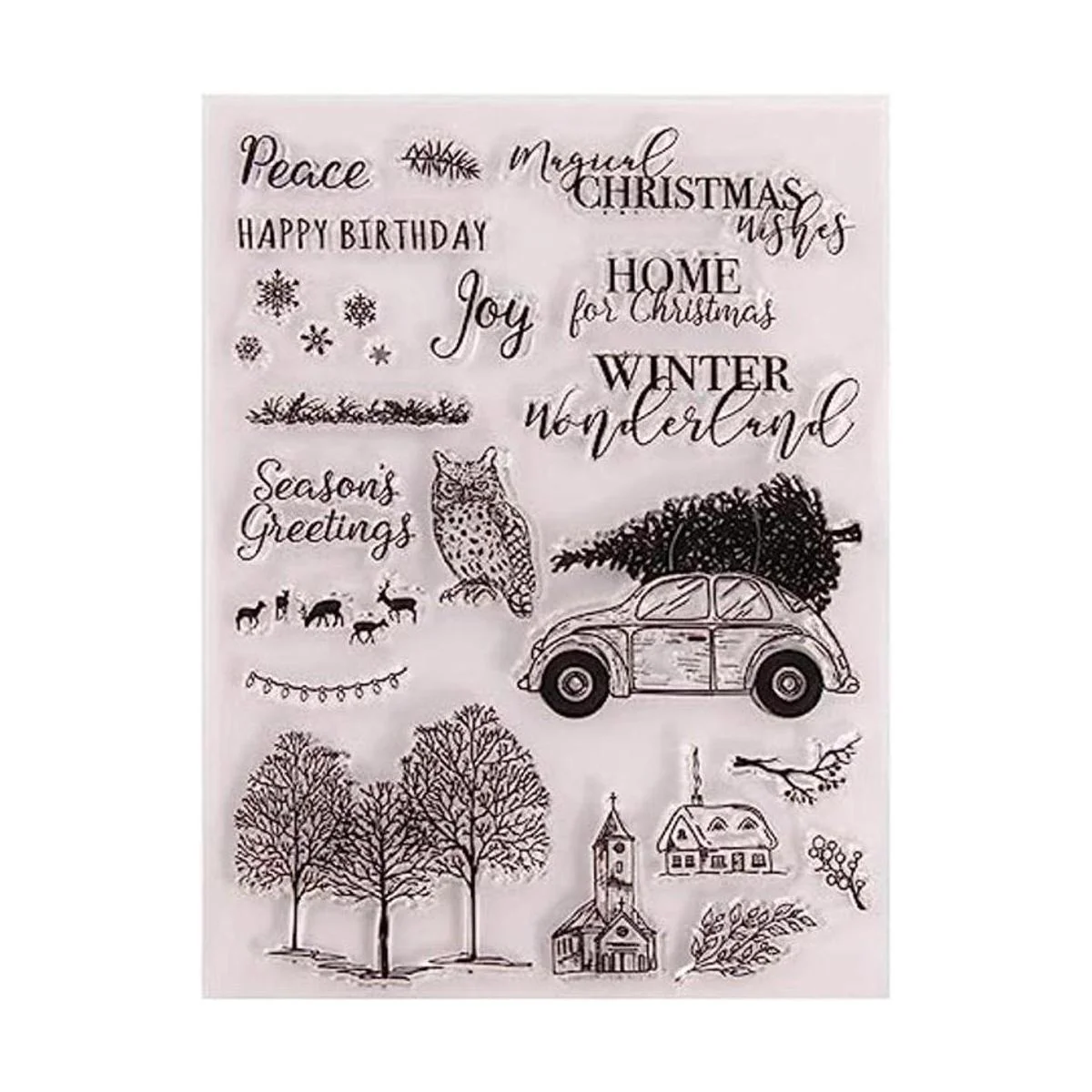 rbol de Navidad con diseño de búhos y copos de nieve_1