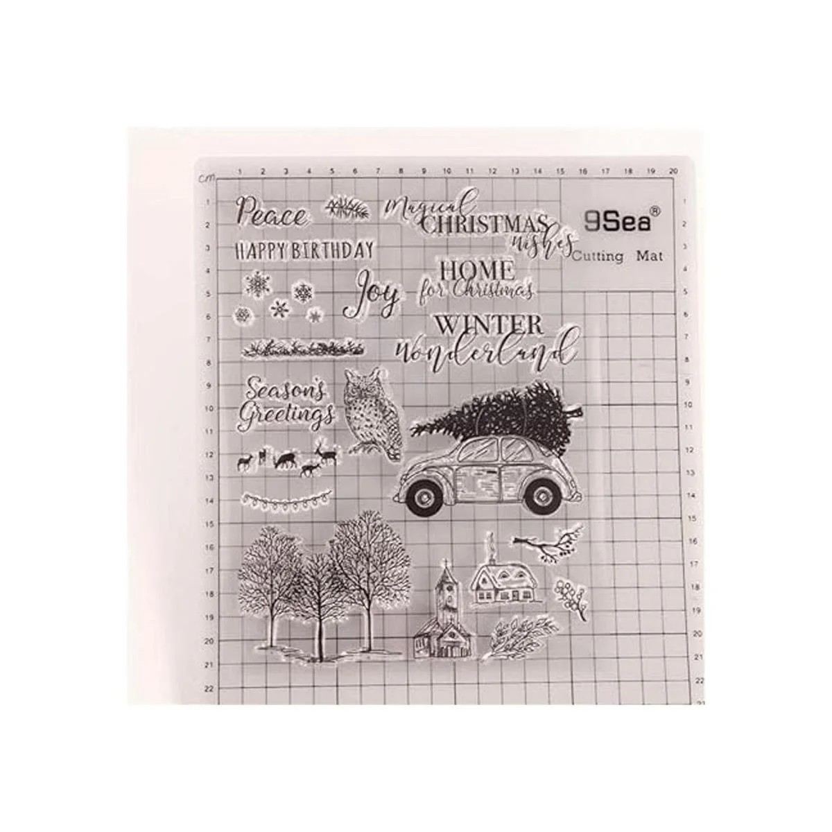 rbol de Navidad con diseño de búhos y copos de nieve_2