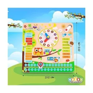 woody treasures Reloj Montessori de juguetes de madera_5