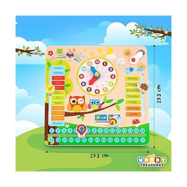 woody treasures Reloj Montessori de juguetes de madera_5