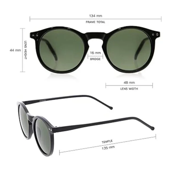 zeroUV Lentes de sol redondos con montura de cuerno retro