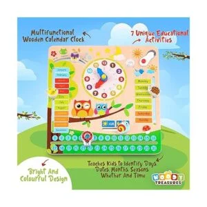 woody treasures Reloj Montessori de juguetes de madera_3